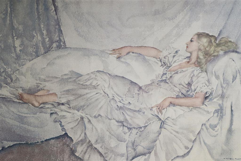 Sir William Russell Flint, limited edition print, Reclining model, 342/850, 34 x 58cm